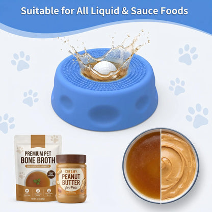 3-In-1 Calming Dog Lick Mat & Slow Feeder Bowl | Interactive Puzzle Toy with Rolling Ball