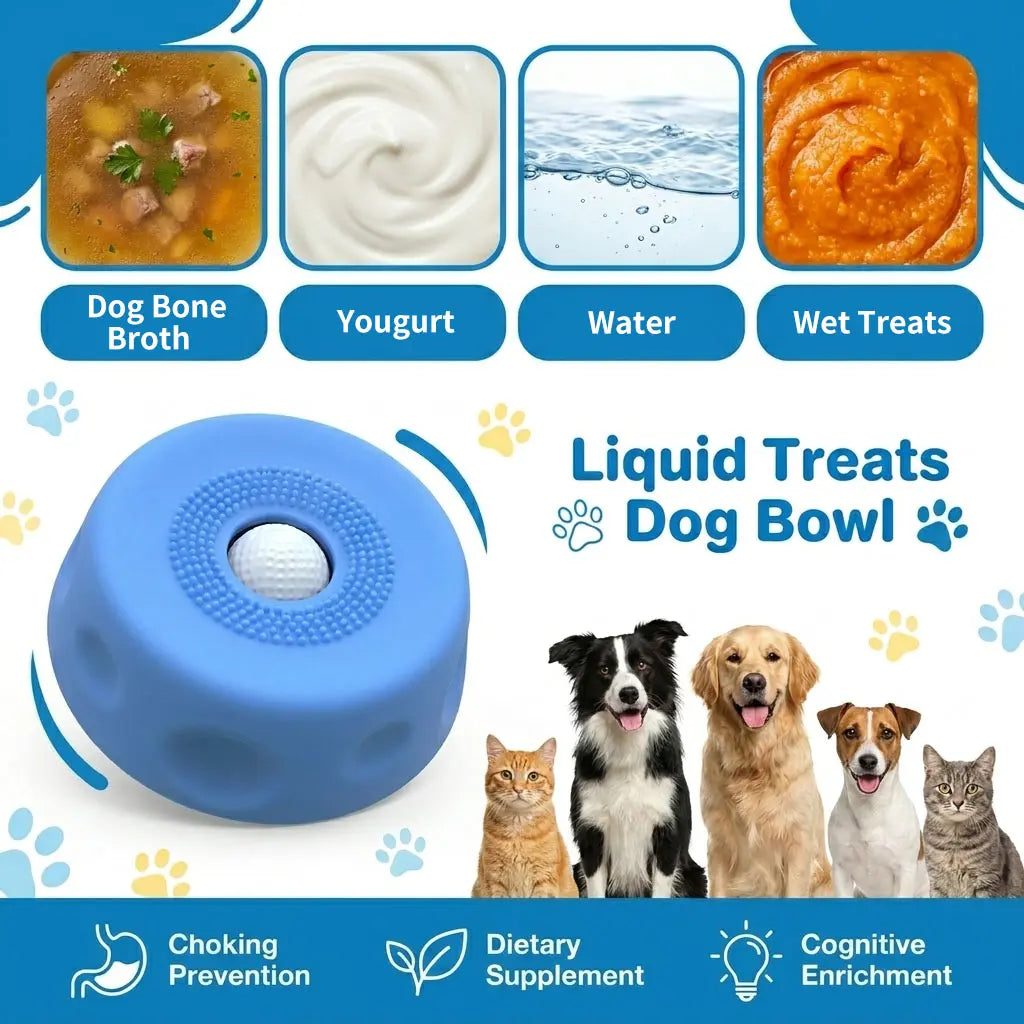 3-In-1 Calming Dog Lick Mat & Slow Feeder Bowl | Interactive Puzzle Toy with Rolling Ball