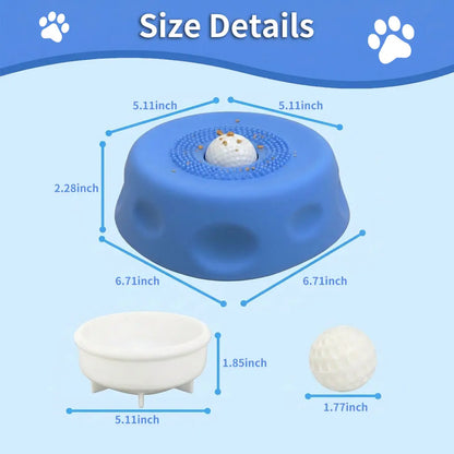 3-In-1 Calming Dog Lick Mat & Slow Feeder Bowl | Interactive Puzzle Toy with Rolling Ball